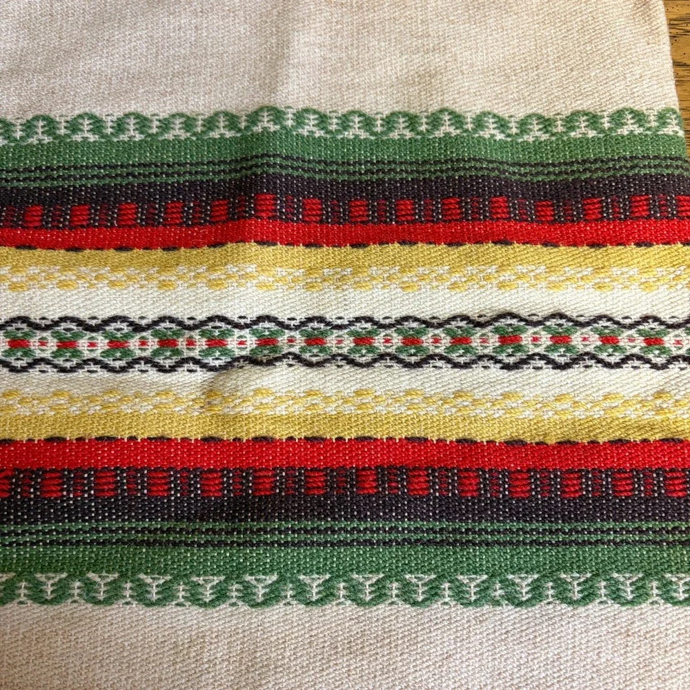 Vintage Swedish Folk Weaving Handwoven Scandinavian Pillow Cover Wool Unfinished